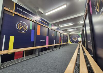 With the client seeking a single-order solution, our team also procured and installed a comprehensive range of supporting infrastructure and internal fit-out items, including: Hard PVC walling for screening and branding Heras fencing Benches for the changing rooms, including integrated shoe racks Treatment tables Internal and external floor coverings Lockers Miscellaneous furniture and ancillary equipment Alongside managing the installation of all modular buildings and equipment, our engineers carried out all plumbing requirements, including a fresh water supply and waste provision for the duration of the hire. A standby engineer also remained on site throughout the event to provide technical support and ensure everything went smoothly. The project wasn’t without its challenges given the location where the units needed to be sited. Within the outdoor broadcast area within the stadium, there were some logistical hurdles to overcome with bollards and low level lighting fixtures factored in. Delivered within a tight installation window, the project enabled Brentford FC to successfully host an international competition environment with the addition of welfare and performance facilities for the footballers, support teams and officials.